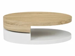 Vente-unique Mesa De Centro|Mesa de centro con tablero pivotante - MDF - Natural y blanco VITALY