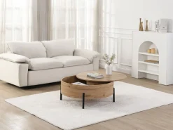 Vente-unique Mesa de centro con tablero giratorio en MDF y acero - Natural - YEMELIA Color natural claro Discount