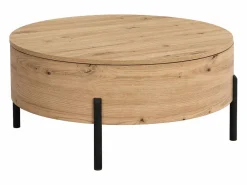 Vente-unique Mesa de centro con tablero giratorio en MDF y acero - Natural - YEMELIA Color natural claro Discount