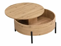 Vente-unique Mesa de centro con tablero giratorio en MDF y acero - Natural - YEMELIA Color natural claro Discount