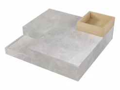 Merax Mesa De Centro|Mesa de centro cuadrada con caja de almacenamiento extraíble - patrón de mármol - color