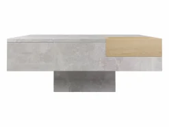 Merax Mesa De Centro|Mesa de centro cuadrada con caja de almacenamiento extraíble - patrón de mármol - color