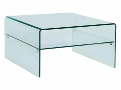 Vente-unique Mesa de centro cuadrada STILEOS - Doble tablero - Cristal Transparente Online