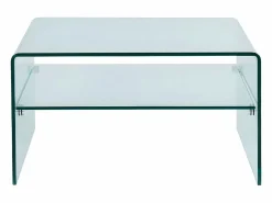 Vente-unique Mesa de centro cuadrada STILEOS - Doble tablero - Cristal Transparente Online