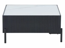 Vente-unique Mesa de centro de cerámica, MDF y metal - Negro y blanco - CYNDORA Negro / Blanco Sale