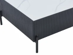 Vente-unique Mesa de centro de cerámica, MDF y metal - Negro y blanco - CYNDORA Negro / Blanco Sale