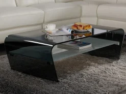 Mesa de centro de cristal templado negro y blanco KELLY^Vente-unique