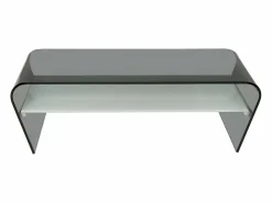 Mesa de centro de cristal templado negro y blanco KELLY^Vente-unique