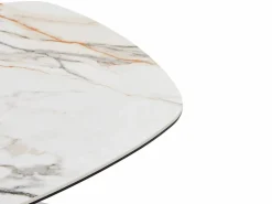 Maison Céphy Mesa de centro de cristal templado, cerámica y metal - Efecto mármol - DERIYA Blanco Outlet