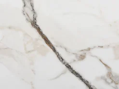 Maison Céphy Mesa de centro de cristal templado, cerámica y metal - Efecto mármol - DERIYA Blanco Outlet