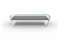 Vente-unique Mesa de centro de cristal curvado repisa negra lacada KELLY Transparente / Negro Best
