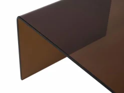 Mesa de centro de cristal templado curvado - Marrón - ALONZO^Vente-unique Discount