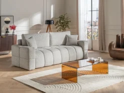 Mesa de centro de cristal templado curvado - Marrón - ALONZO^Vente-unique Discount