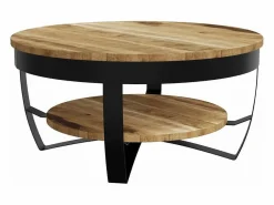 vidaxl Mesa de centro de madera de mango rugosa 65x32 cm Color natural claro Hot