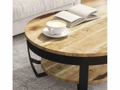 vidaxl Mesa de centro de madera de mango rugosa 65x32 cm Color natural claro Hot