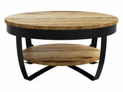 vidaxl Mesa de centro de madera de mango rugosa 65x32 cm Color natural claro Hot