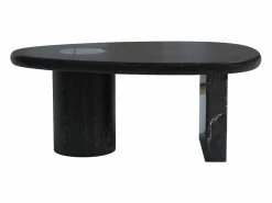 Vente-unique Mesa De Centro|Mesa de centro de mármol y chapado de roble - - MARSULA