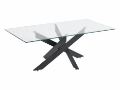 Mesa de centro de vidrio templado y metal negro - Transparente - COSIMA^Vente-unique