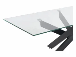 Mesa de centro de vidrio templado y metal negro - Transparente - COSIMA^Vente-unique