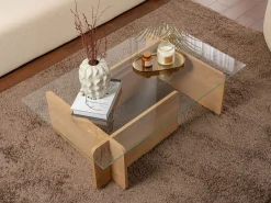 Mesa de centro de vidrio templado - Natural claro y Transparente - AZRA^Vente-unique Best
