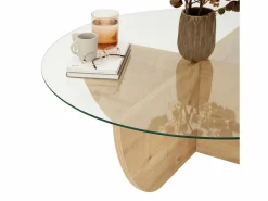 Mesa de centro de vidrio templado AYSUN - Natural, transparente y transparente^Vente-unique Sale