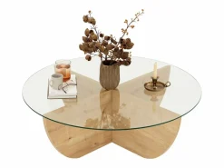 Mesa de centro de vidrio templado AYSUN - Natural, transparente y transparente^Vente-unique Sale