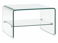 vidaxl Mesa de centro de vidrio templado 50x45x33 cm Transparente Clearance