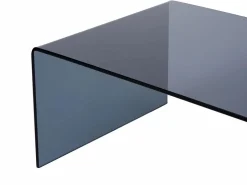Vente-unique Mesa de centro de vidrio templado curvado y ahumado - Negro - ALONZO Transparente / Negro Sale
