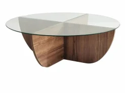 Vente-unique Mesa De Centro|Mesa de centro de vidrio templado AYSUN - Natural oscuro y transparente