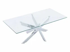 Vente-unique Mesa De Centro|Mesa de centro de vidrio templado y metal cromado - Transparente - COSIMA