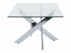 Vente-unique Mesa De Centro|Mesa de centro de vidrio templado y metal cromado - Transparente - COSIMA