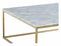 Vente-unique Mesa De Centro|Mesa de centro design - Mármol y metal - Blanco y Dorado - ARETHA