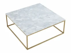 Vente-unique Mesa De Centro|Mesa de centro design - Mármol y metal - Blanco y Dorado - ARETHA