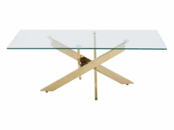 Vente-unique Mesa de centro en cristal templado y metal dorado - Transparente - COSIMA Transparente / Dorado New