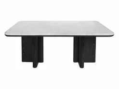 Vente-unique Mesa De Centro|Mesa de centro en mármol y chapa de fresno - Blanco y negro - ZANESKA