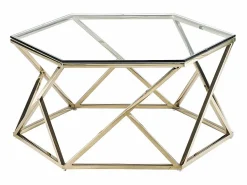 Mesa de centro en vidrio templado y acero inoxidable - Oro - KERIANE^Vente-unique Sale