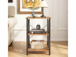 MESA DE CENTRO INDUSTRIAL CUADRADA DE MADERA ESTANTE RETRO ARMARIOS LOFT^ Hot