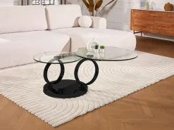 Mesa de centro JOLINE con tableros giratorios - Vidrio templado - Negro^Maison Céphy Sale