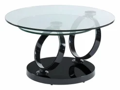 Mesa de centro JOLINE con tableros giratorios - Vidrio templado - Negro^Maison Céphy Sale