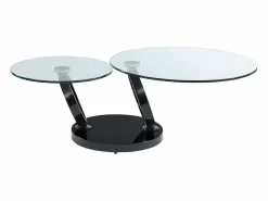 Mesa de centro JOLINE con tableros giratorios - Vidrio templado - Negro^Maison Céphy Sale