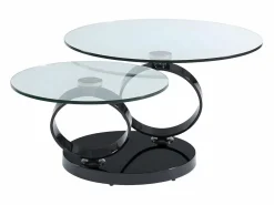 Mesa de centro JOLINE con tableros giratorios - Vidrio templado - Negro^Maison Céphy Sale