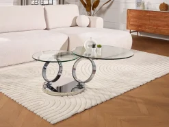 Maison Céphy Mesa De Centro|Mesa de centro JOLINE con estantes giratorios - Vidrio templado