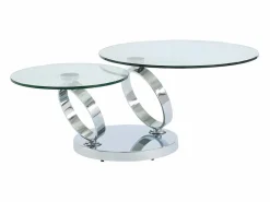 Maison Céphy Mesa De Centro|Mesa de centro JOLINE con estantes giratorios - Vidrio templado