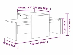 Mesa de centro madera contrachapada color roble 100x48x40 cm^vidaxl Sale