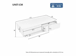 Merax Mesa de centro moderna brillante con 2 cajones - 115 x 55 x 34 cm - LED - Tablero de partículas - Negro Online