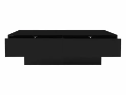 Hauss Spole Mesa de centro moderna lacada de alto brillo con iluminación LED y 2 cajones - Negro Sale