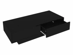 Hauss Spole Mesa de centro moderna lacada de alto brillo con iluminación LED y 2 cajones - Negro Sale