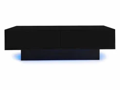 Hauss Spole Mesa de centro moderna lacada de alto brillo con iluminación LED y 2 cajones - Negro Sale