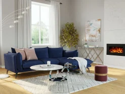 Mesa de centro modular de vidrio templado, cerámica y metal - Efecto mármol blanco - JOLINE^Maison Céphy Outlet