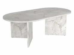 Vente-unique Mesa de centro ovalada - Color: Efecto mármol - TOPANIA Blanco Online